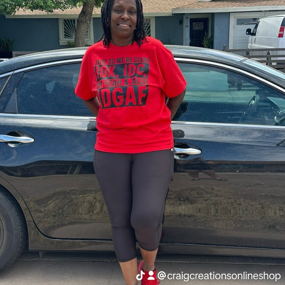 Vibrant Red and Black Short Sleeve Tee
